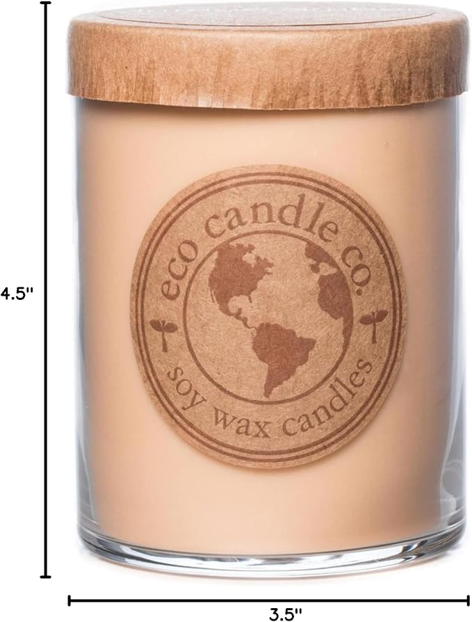 ECO CANDLE CO. Recycled Candle, Vintage Amber, 18 oz. Double Wick - Scents of Wood Resin, Nutmeg, Cinnamon, & Vanilla - 100% Soy Wax, No Lead, Kraft Paper Label & Lid, Hand Poured, Midwest Soybeans - Bloomnest