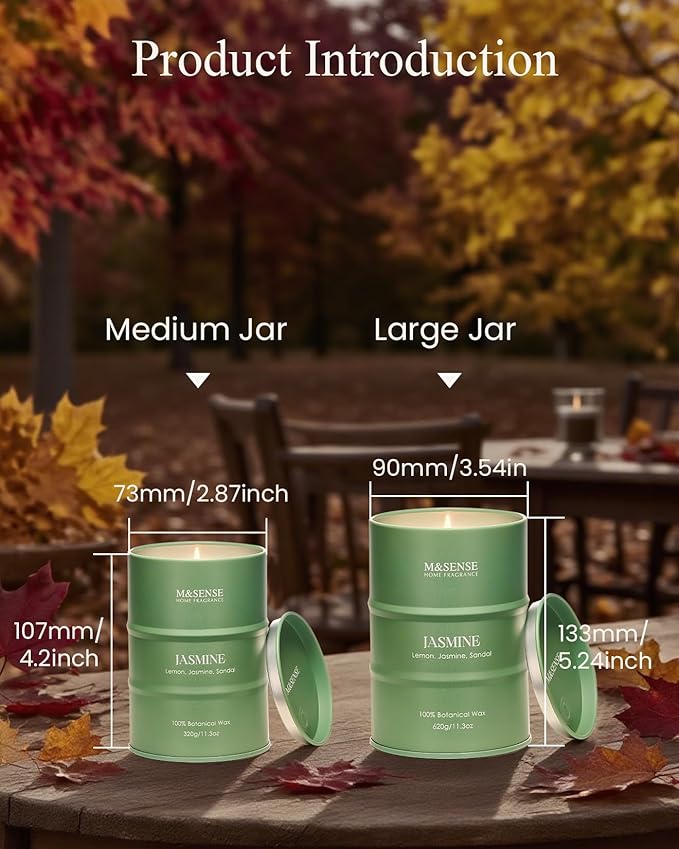 M&SENSE Jasmine Scented Candles Large, Natural Soy Candles 21.2oz 120 Hour Slow Burning,Aromatherapy Candle for Stress Relief Meditation Relaxing - Bloomnest