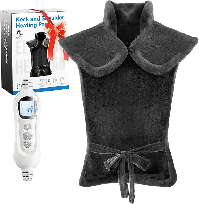 Heating Pad for Neck Shoulder and Back, Valentines Day Gifts for Her Him, Birthday Gift for Women Men Mom, Deeper Pain Relief,Large Weighted Heat Pad, ETL Certified, Gray - Bloomnest