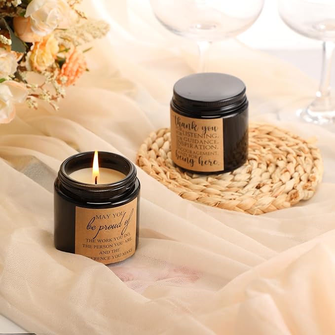 Roowest 10 Jars Thank You Gift Candles 3.5 oz Employee Appreciation Gifts Bulk Soy Wax Jar Inspirational Candle Thank You for Coworkers Employee Women Teacher Volunteers(Black,Classic Style) - Bloomnest