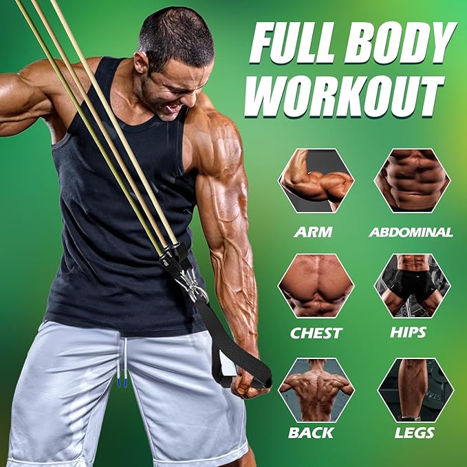 WHATAFIT Resistance Bands, Exercise Bands，Resistance Bands for Working Out, Work Out Bands with Handles for Men and Women Fitness, Strength Training Home Gym Equipment - Bloomnest