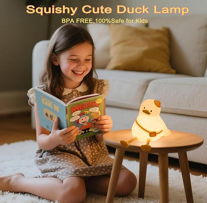 Duck Night Light for Kids 3 Levels Dimmable Silicone Animal Nursery Light,Adorable Rechargeable 30min Timmer Novelty Bedside Touch Lamp,Baby Nursery Kids Room Decor,Gifts for Girls boy - Bloomnest