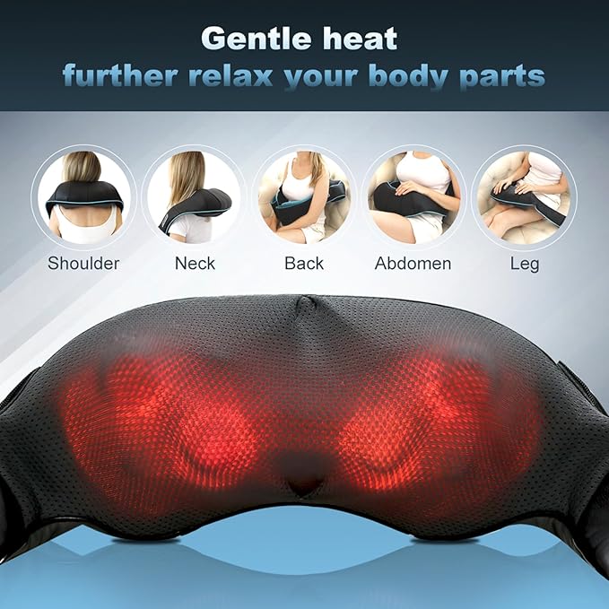 Mo Cuishle Shiatsu Back Shoulder and Neck Massager with Heat, Electric Deep Tissue 4D Kneading Massage, Best Gifts for Women Men Mom Dad, Fathers Day, Mothers Day, Christmas Gifts - Bloomnest