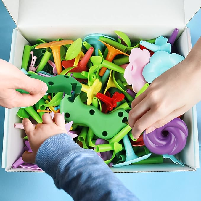 3-6 Years Old Toddler Toys - Flower Garden Building Toy with Insect Pegs, Educational Activity Gifts for Girls Preschool-Kindergarten, 153Pcs STEM Stacking Pretend Play Set - Bloomnest