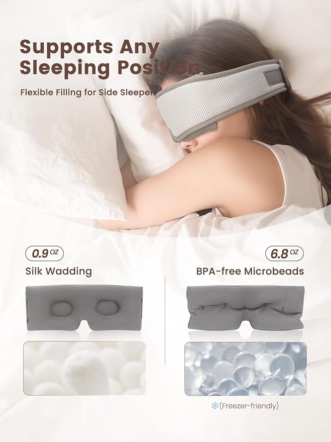 Weighted Sleep Mask for Women Men, Light Block Eye Cover, Gentle Pressure for for Sleeping, Traveling & Relaxation - Bloomnest