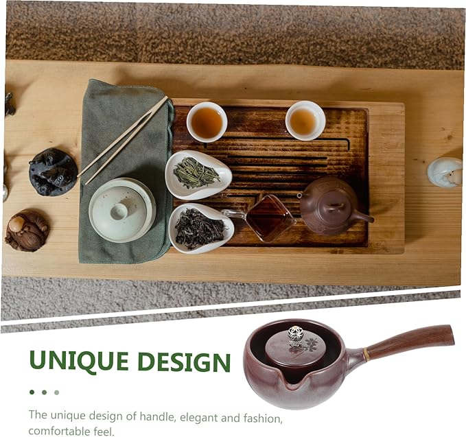 Japanese Style Ceramic Tea Kettle Retro Porcelain Teapot for Home Office Travel Practical Smooth Surface Easy Clean Small Capacity Tea Container in Wine Red