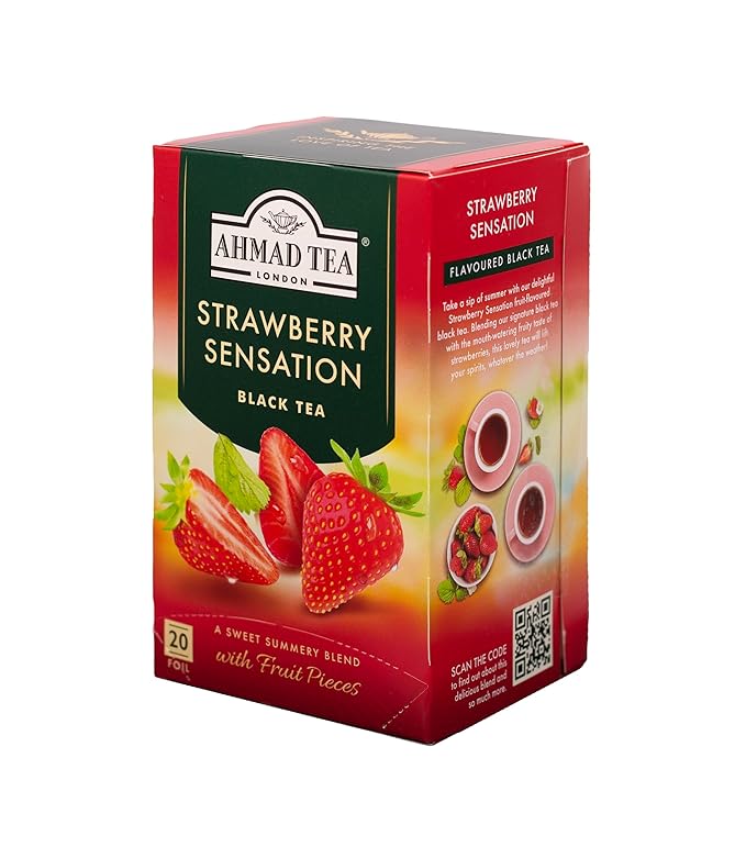 Ahmad Tea Strawberry Sensation Black Tea, 20-Count Boxes (Pack of 6) - Bloomnest