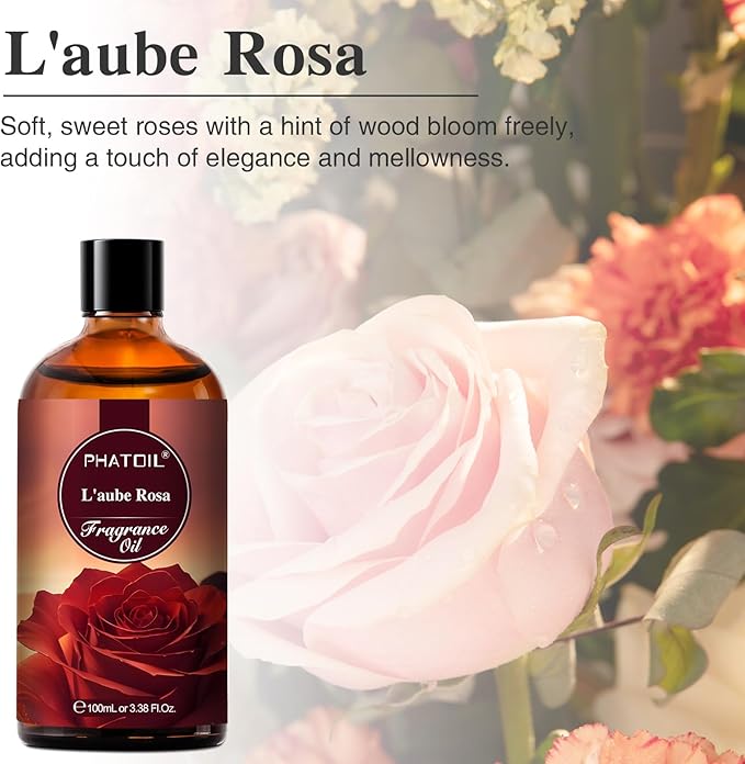 PHATOIL L'aube Rosa Fragrance Oils for Aromatherapy, 3.38FL.OZ Diffuser Oils for Home, Perfect for Aromatherapy, Humidifiers, Yoga, DIY Candle and Soap Making - 100ml - Bloomnest