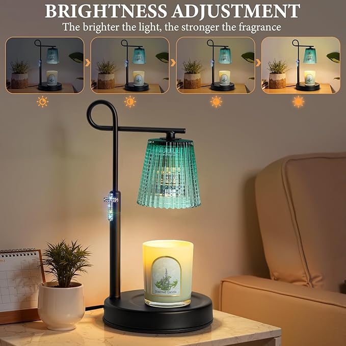 Candle Warmer Lamp with Timer Dimmer, Adjustable Height Wax Warmer Lamp for Jar Candle, Wax Melter House Warming Gifts New Home Décor, Birthday Gifts for Women Mom (Black) - Bloomnest