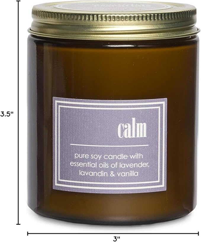 ECO CANDLE CO. Essentials Candle, Calm, 8 oz. - Scents of Lavender, Lavandin, & Vanilla - 100% Soy Wax, No Lead, Hand Poured, Phthalate Free, Made from Midwest Grown Soybeans, All Natural Wicks - Bloomnest