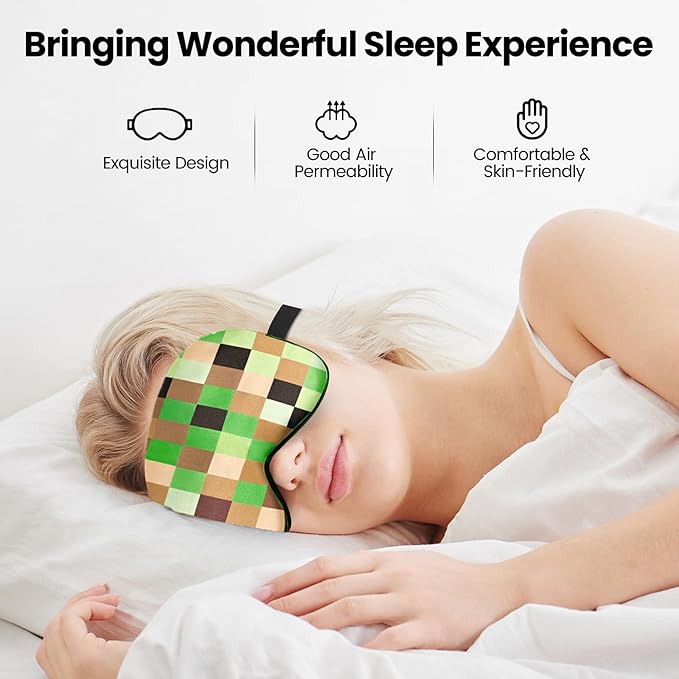 2 Pcs Sleep Mask for Kids Boys, Silk Eye Covers for Sleeping, Adjustable Strap & Light Blocking Design, Adult Children's Bedtime Blindfold for Travel and Home Use (My World) - Bloomnest