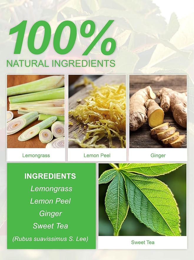 TeeLux Lemon Ginger Herbal Tea, Refreshing Lemon with Spicy Ginger Root & Zesty Lemongrass, Caffeine Free, Soothing & Tangy Flavor, 100 Tea Bags - Bloomnest
