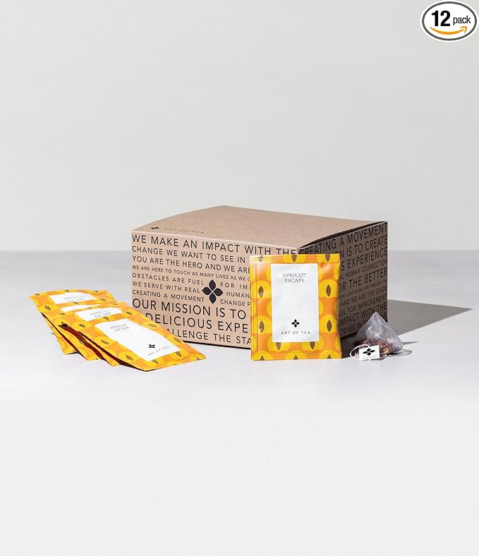 Art of Tea | Apricot Escape - Caffeine Free | 50 Eco Friendly Pyramid Tea Bag Sachets - Bloomnest