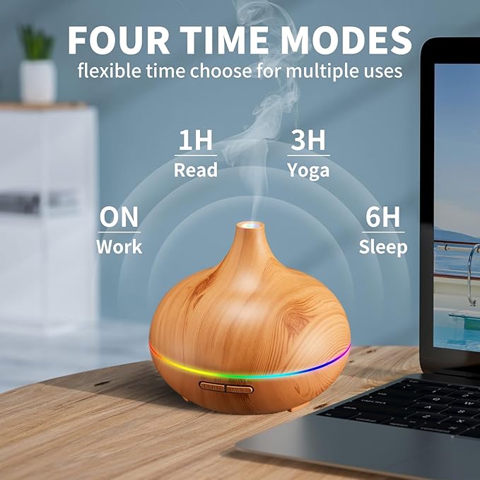 Aroma Diffuser for Essential Oil Large Room,Office Essential Oil Diffusers for Home Kids, Cool Mist humidifier for Bedroom Quiet with Ambient Light,Waterless Auto Off Aromatherapy, 1 count, pack of 1 - Bloomnest