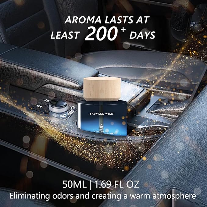 Car Air Freshener 50ML (1.7 FL OZ) Car Air Fresheners Diffuser, Woody Citrus Fragrance Oil Car Air Freshner, 180+ days Long Lasting Car Perfume, Wooden Cup Design, Made in USA - Bloomnest