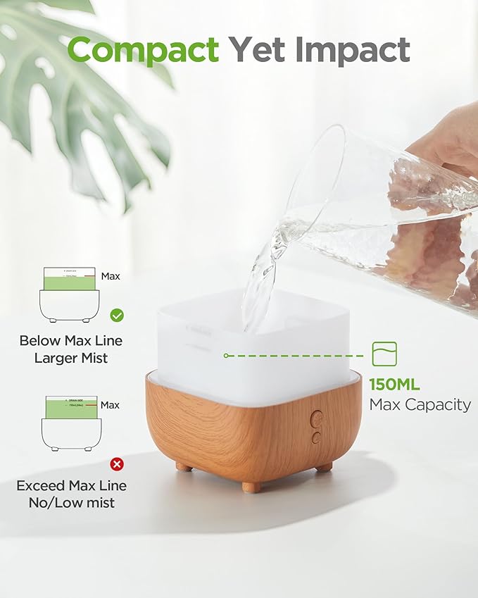 InnoGear 150ml Essential Oil Diffuser, Premium 5-in-1 Diffusers for Home Scent 8 LED Color Aromatherapy Diffuser Air Desk Mini Humidifier Small Vaporizer Aroma Diffuser for Computer Laptop Room Office - Bloomnest