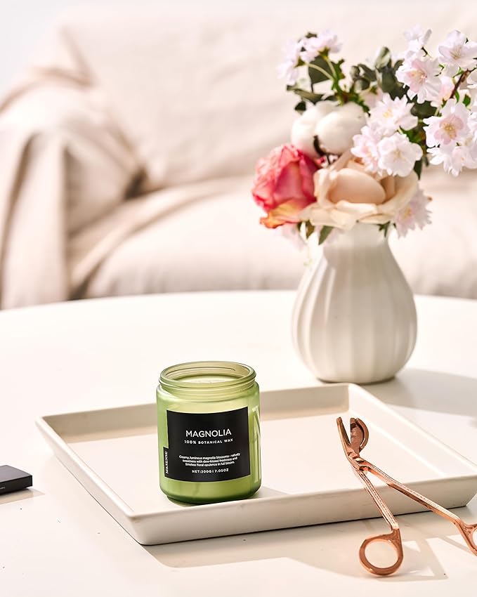 M&SENSE Magnolia Jasmine Scented Candle, 7.05oz 50 Hours Long Lasting Clean Non Toxic All Natural Soy Wax Candle for Relaxing & Stress Relief, 2 Wick Spring Fragrance Gifts for Home Decor - Bloomnest