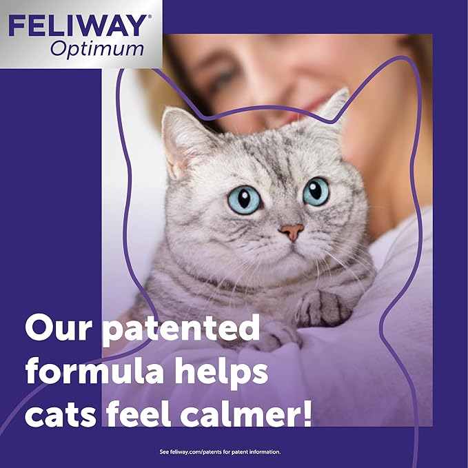 FELIWAY® Optimum 30 Day Cat Calming Plug In Pheromone Diffuser Starter Kit, 48ml - Helps Reduce Common Signs of Stress in Cats & Kittens, Enhanced Calming - Bloomnest
