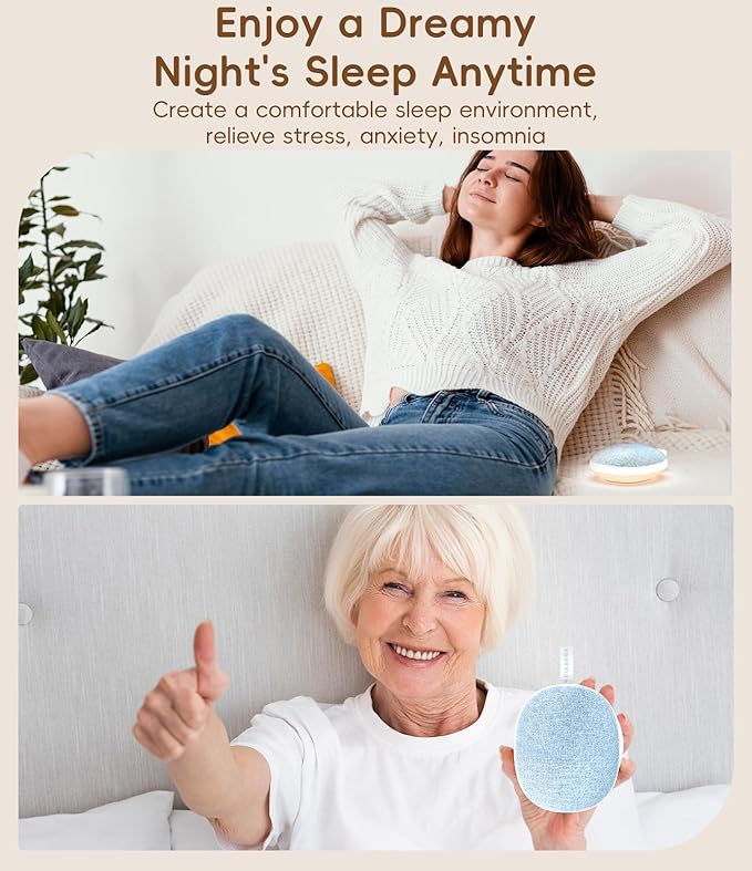 Portable White Noise Sound Machine: Baby Sleep Soother, Bluetooth Speaker, Rechargeable Battery, 4-Speed Timer, 6 Soothing Sounds Adult Therapy Aid for Trave (Blue, Portable) - Bloomnest