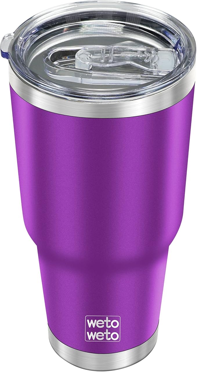 WETOWETO 30oz Tumbler, Stainless Steel Vacuum Insulated Water Coffee Tumbler Cup, Double Wall Powder Coated Spill-Proof Travel Mug Thermal Cup for Home Outdoor (Purple, 1 Pack) - Bloomnest