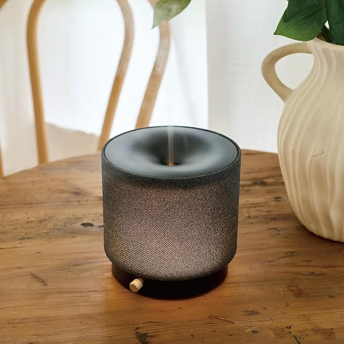 Elegant Fabric Aroma Diffuser - Quiet Essential Oil Diffuser with Soft Night Light, Perfect for Home, Office, and Yoga Space (M35-Black) - Bloomnest
