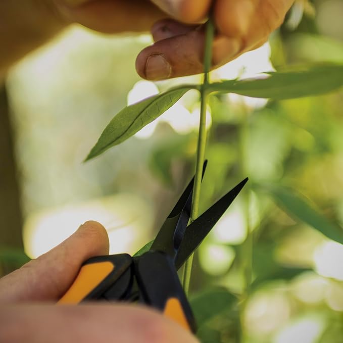 Fiskars Pruning Snips - 6" Garden Shears with Comfort Grip and Spring Action - Sharp and Precise Non-Stick Steel Blades - Quality Pruning Shears for Plants in Grow Tents and Hydroponics - 2 Pack - Bloomnest