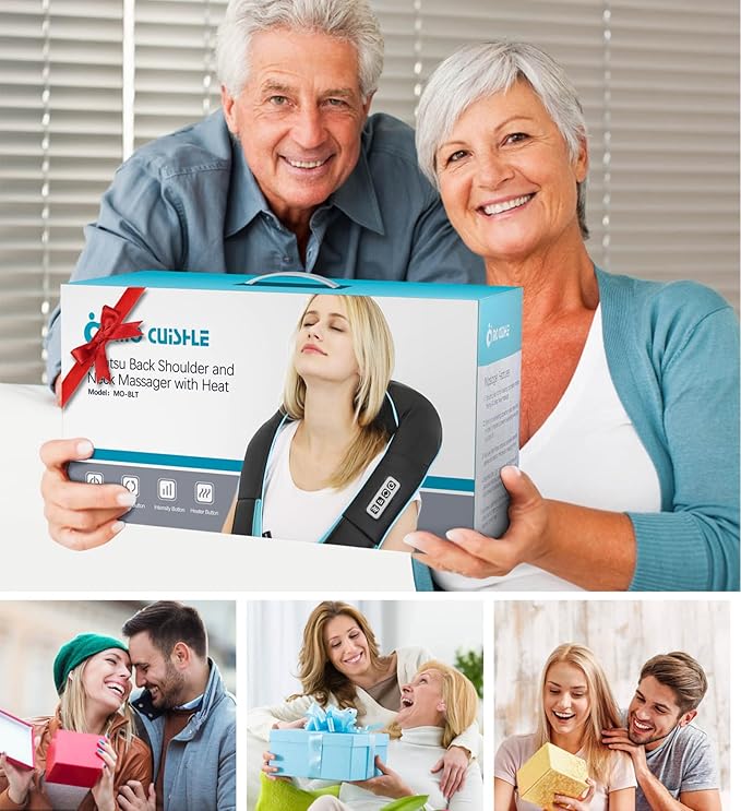 Mo Cuishle Shiatsu Neck and Shoulder Massager with Heat – Deep Kneading Massage for Relaxation – Ideal for Christmas, Mother's Day, Father's Day, Gifts for Men, Women, Mom and Dad - Bloomnest