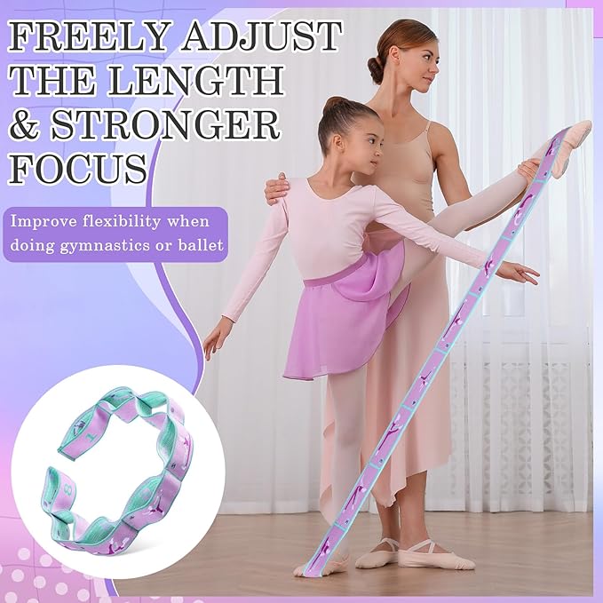 Stretch Strap for Kids Elastic Gymnastics Stretching Ballet Dance Band with 8 Loops Adjustable Exercise Training Resistance Strap for Children Stuff Pilates Latin Yoga Equipment - Bloomnest