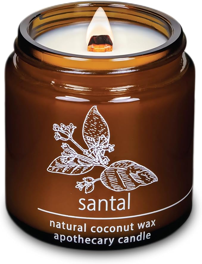 Hemlock Park Crackling Wood Wick Candle Handcrafted with Natural Coconut Wax (Small 4 oz, Santal) - Bloomnest