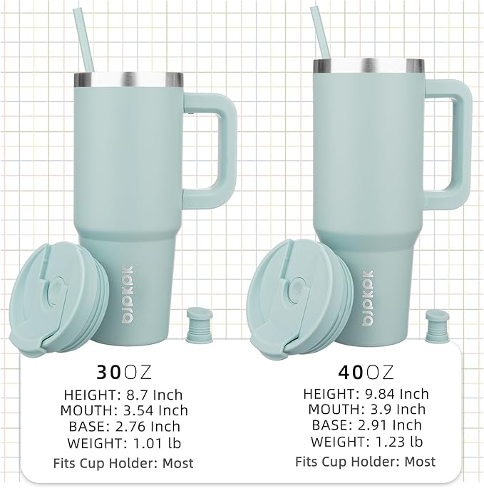 BJPKPK 40 oz Insulated Tumbler With Lid And Straw Stainless Steel Tumblers Cup With Handle For Women And Men,Blue Haze - Bloomnest