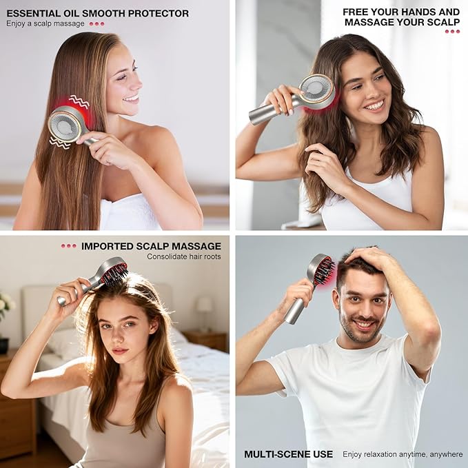 3 in 1 Scalp Massager Hair - 360° Hair Oil Applicator Electric Scalp Massager IPX7 Waterproof for Home & Travel(Silver) Bloomnest
