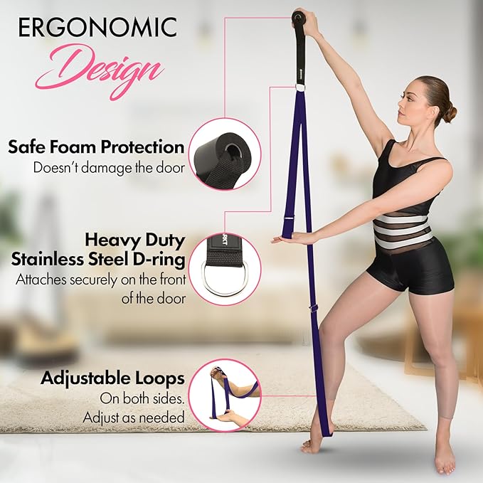 Stretching Strap With Door Anchor - Stretching Equipment to Improve Legs Flexibility - Splits Trainer For Home Ideal In Ballet, Dance, Cheerleading, Taekwondo, Yoga, Pole Dancing & Gymnastics - Bloomnest