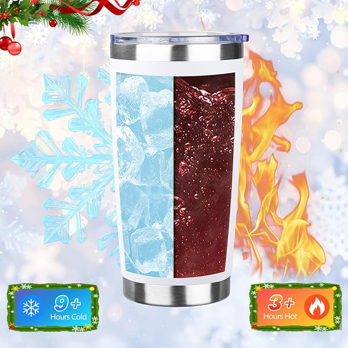 StarSpeed 20oz Christmas Tumbler Bulk with Lid and Straw, Stainless Steel Double Wall Vacuum Insulated Travel Mug, Powder Coated Coffee Cups for Hot and Cold Drinks,Funny Christmas Gifts for Women Men - Bloomnest