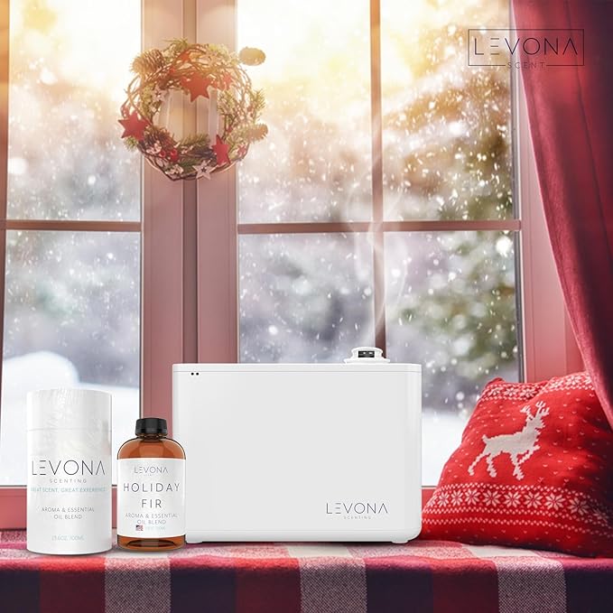 Levona Scent Christmas Essential Oils for Diffuser: Holiday Fir Essential Oil for Diffusers for Home - Essential Oils with Notes of Sandalwood & Amber Oil - Winter Fir and Balsam Fragrance - 700Ml LEVONASCENT
