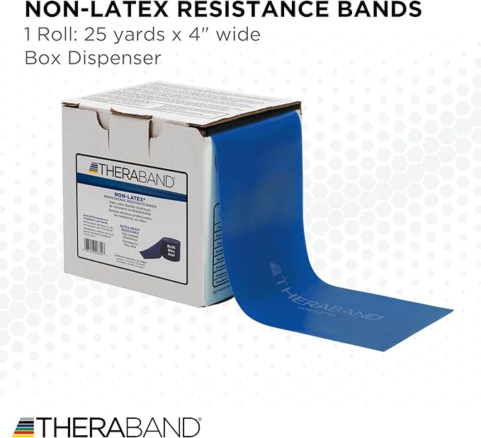 THERABAND Resistance Band 25 Yard Roll, Non-Latex Professional Elastic Stretch Bands for Upper & Lower Body Exercise Workouts, Physical Therapy, Lower Pilates, Flexibility, & Rehab, Dispenser Box - Bloomnest