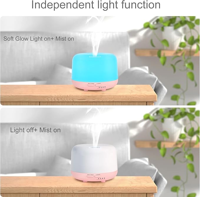 300ML Aromatherapy Essential Oil Diffuser with Remote Control, 7 LED Color Changing Light, for Bedroom Home Large Room - Bloomnest