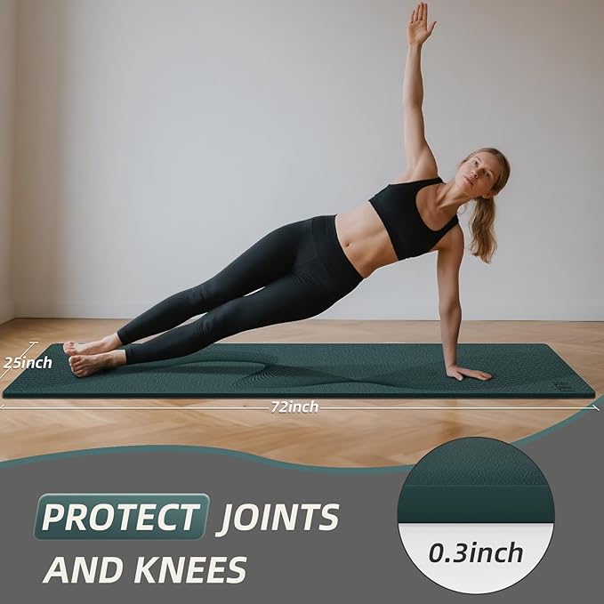 ILILI Yoga Mat, 72x25×0.3 Inch, Non-Slip, TPE Exercise Mat, Tear-Resistant, Fitness Yoga Mat with Carrying Strap, Ideal for Yoga, Pilates, Home Workouts, Stretching & All Fitness Routines