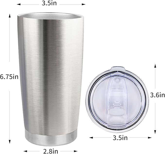 20oz Stainless Steel Tumbler Bulk with Lid, Travel Mug - Double Wall Vacuum Powder Coated Cup - Stainless steel, 6 Pack - Bloomnest