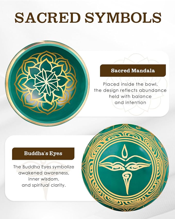 Tibetan Singing Bowls – Hand-Hammered in Nepal, Authentic Meditation Sound Bowls for Yoga, Chakra Healing, Mindfulness & Spiritual Self-Care Gifts for Women HIhealer
