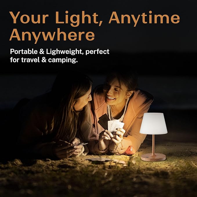 Cordless Lamp, 5000mAh Battery Operated Rechargeable Table Lamp with Power Bank, Touch Dimmable 3 Color Temperatures, IP44 Waterproof Shower Lamp for Kitchen, Bathroom, Indoor Or Outdoor Use 9.6in - Bloomnest