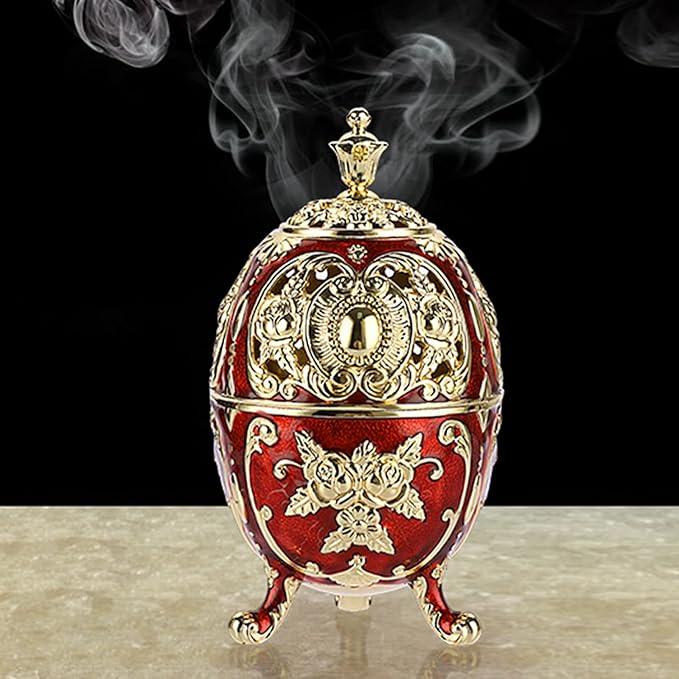 JUXYES Vintage Incense Burner Holder with Removable Ash Catchers, Metal Censer Antique Cone Coil Incense Burner Holder Zinc Alloy Spiritual Aromatherapy Yoga Meditation Gifts Retro Home Decoration - Bloomnest