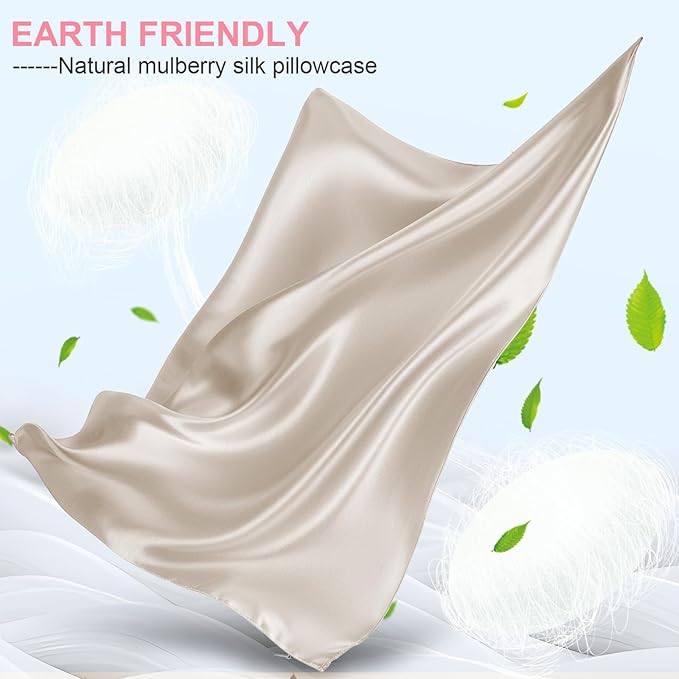 Mulberry Silk Pillow Cases Queen Size with Hidden Zipper, Ultra Smooth and Soft Breathable Cooling Silk Satin Pillowcase for Hair and Skin, Gifts for Women Men (Beige, 20x30 Inches, 1 Pack) - Bloomnest