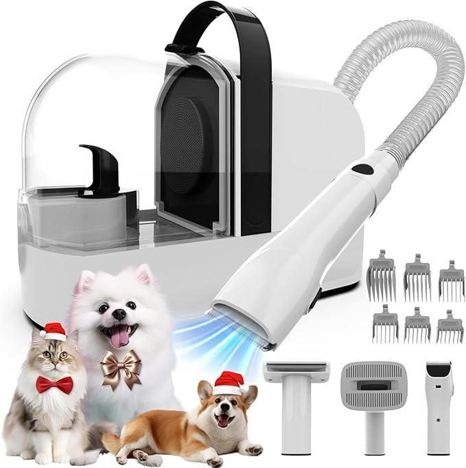 Dog Grooming Vacuum, Dog Grooming Kit with Pet Clippers, 12,000Pa Pet Hair Grooming Vacuum for Dogs, Vacuum Brush for Shedding Grooming, Low Noise Home Cleaning Tool in 1, PG10 Black - Bloomnest