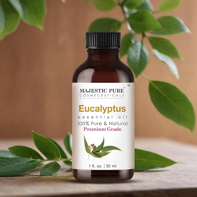 Majestic Pure Essential Oil with Glass Dropper - 100% Pure and Natural - Essential Oils for Diffuser, Aromatherapy, Soap and Candle Making, Eucalyptus Essential Oil, Eucalyptus Oil, 1 Fl Oz - Bloomnest