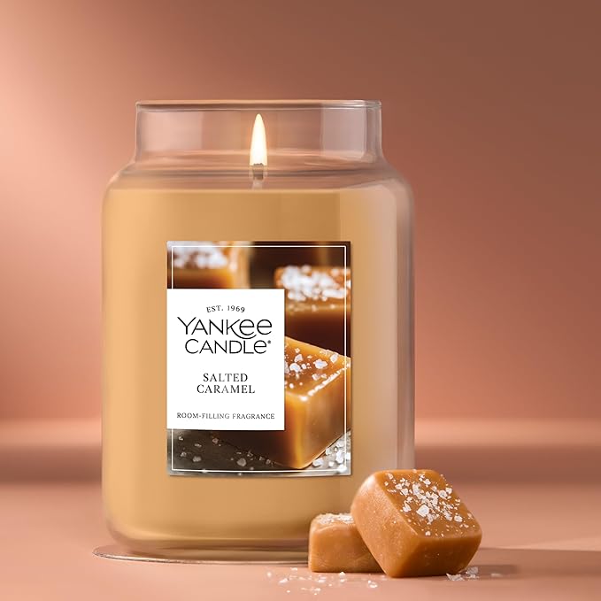 Yankee Candle Salted Caramel Scented Candle, 22oz Large Jar with up to 150 Hour Burn Time, Giftable, Holidays - Bloomnest