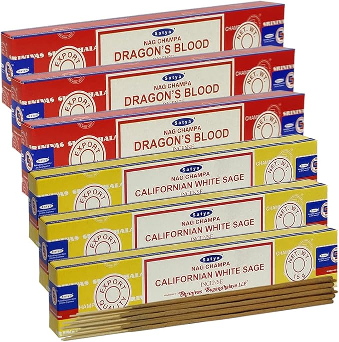 Dragons Blood White Sage Incense Sticks & Holder Bundle Variety Pack from House of Nag Champa Incense Sticks and Trumiri