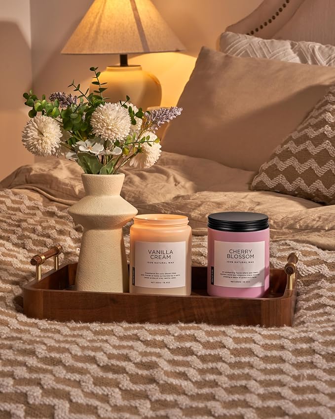 M&SENSE Vanilla Soy Candles, Large 19.4oz Non Toxic 110 Hours Burning Time 100% Natural Organic Soy Wax Candle, Relaxing Aromatherapy Scented Housewarming Gift for Women and Men - Bloomnest
