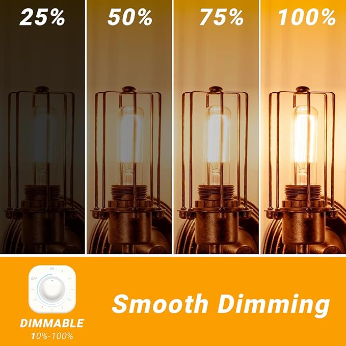 dalattin T6 LED Light Bulbs, 40W Equivalent Dimmable 2700K Soft Warm White Small Lightbulbs, Efficient 4.5W T25 Decorative Bulbs, E12 Base, 120V, for Chandelier Ceiling Fan Wall Sconce, 500lm, 12 Pack - Bloomnest