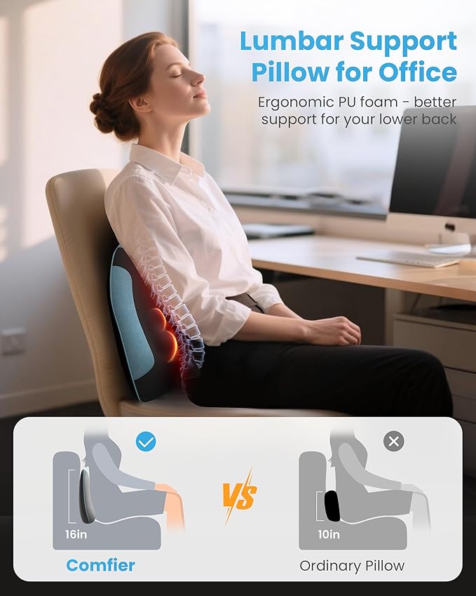 Cordless Back Massager for Pain Relief Deep Tissue, Shiatsu Back Massager with Heat, 3D Knead Shoulder Neck Massager, Rechargeable Seat Massager for Chair,Car, Office, Home, Gifts/Presents