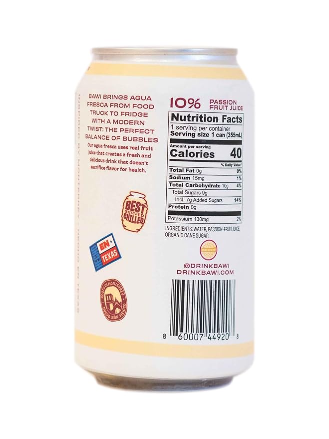 Bawi Agua Fresca Passion Fruit Flavored Sparkling Drink, 12 Fluid Ounces (Pack Of 12) - Bloomnest